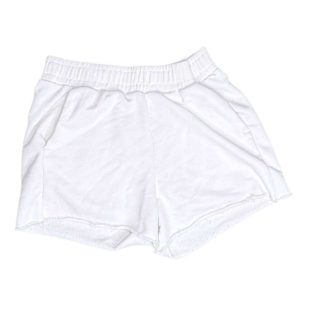 ZARA White Terry Cloth High-Waisted Raw Hem Sweat Shorts
